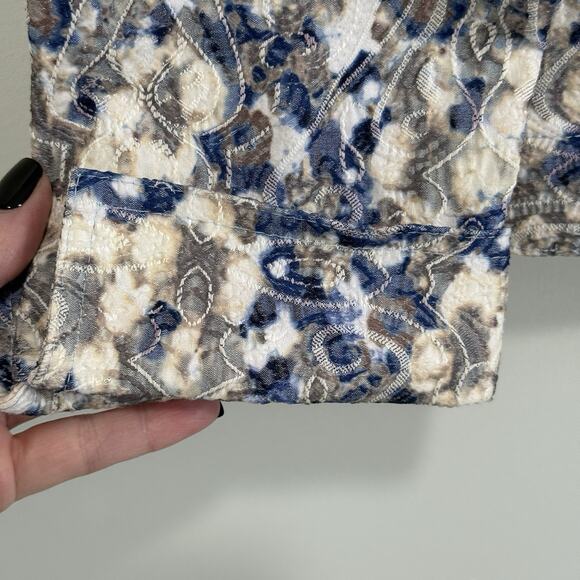 Gumps San Francisco Floral Embroidered Button Jacket Sz L Studded Artsy Career - Picture 7 of 10